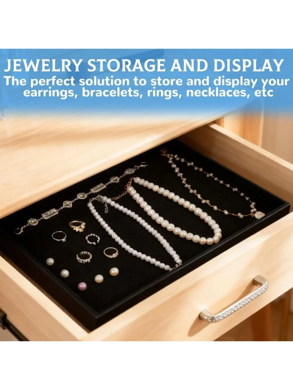 6-Pc Velvet Stackable Jewelry Organizer Trays for Necklace, Ring & Earring
